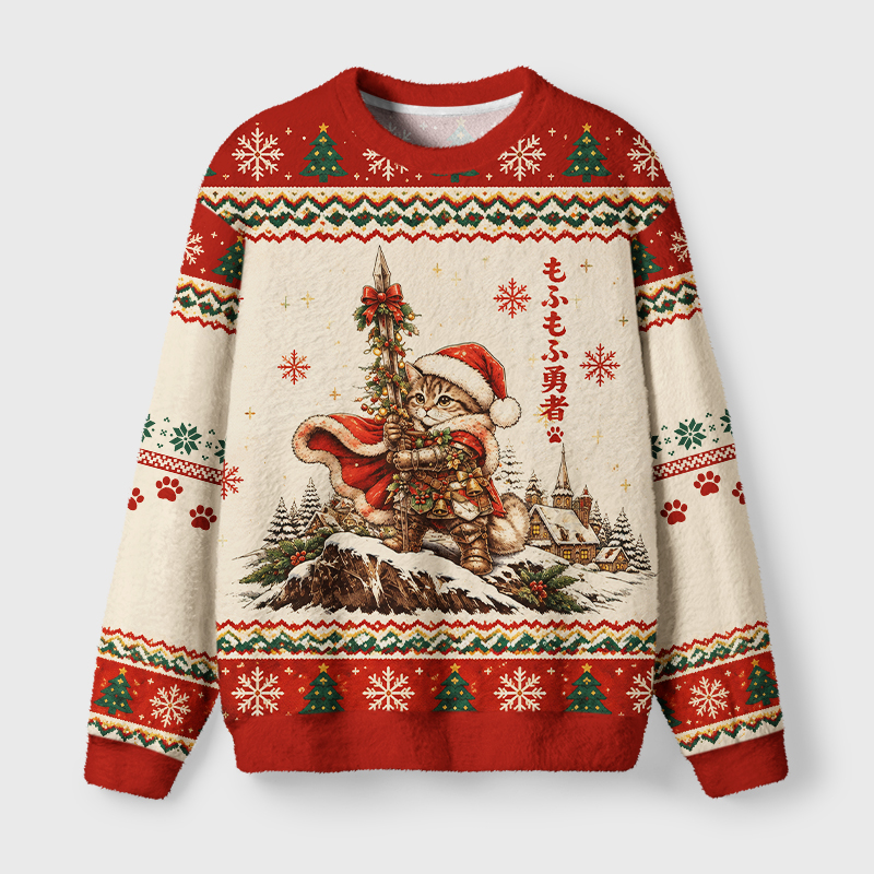Tokyo-Tiger Fluffy Warrior Kitty Fuzzy Christmas Ugly Sweatshirt