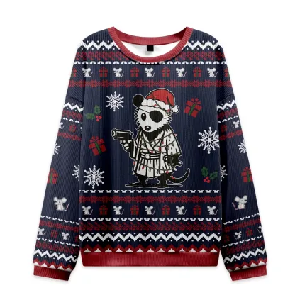 Tokyo-Tiger Possum Samurai Christmas Ugly Sweatshirt