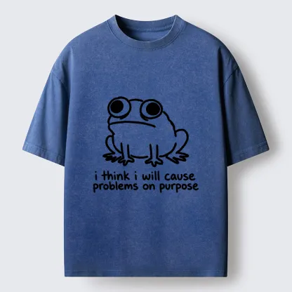 Tokyo-Tiger Funny Frog Quote Washed T-Shirt