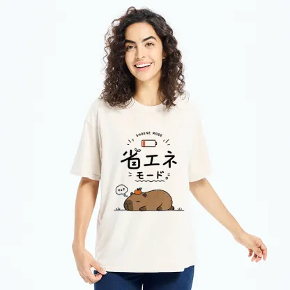Tokyo-Tiger Capybara Naps Through Slow Lazy Days Washed T-Shirt
