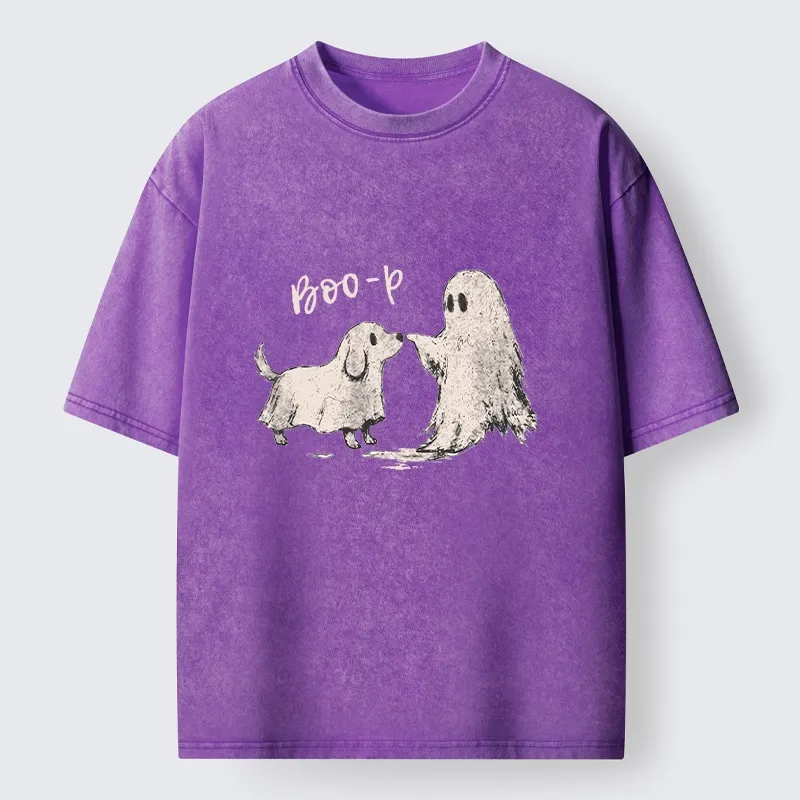 Tokyo-Tiger Funny Ghost Puppy Boo Washed T-Shirt