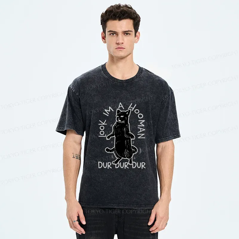Tokyo-Tiger Dancing Cat Washed T-Shirt