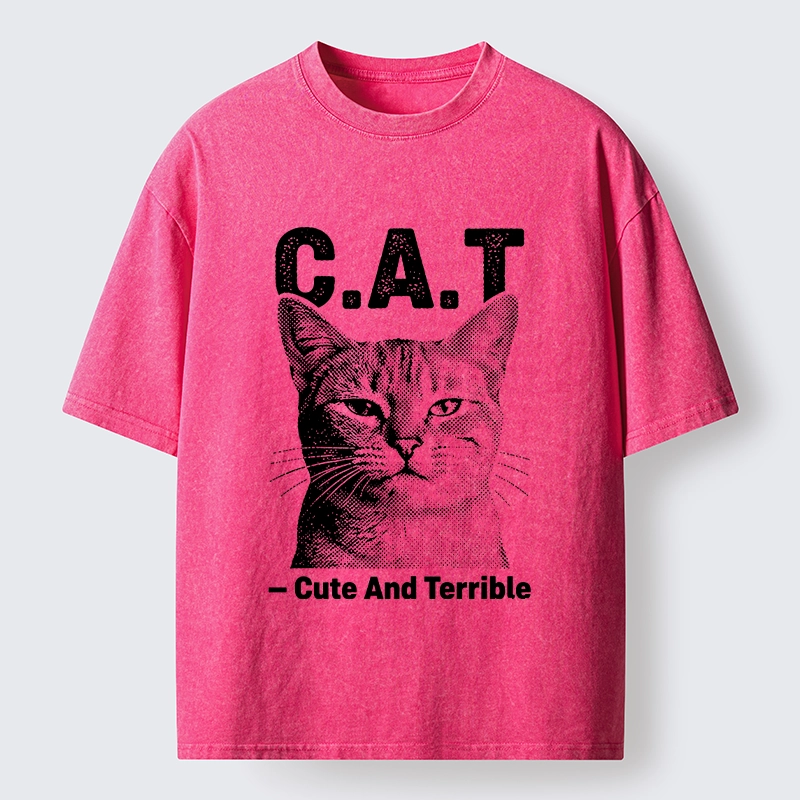 Tokyo-Tiger Cute Terrible Cat Washed T-Shirt