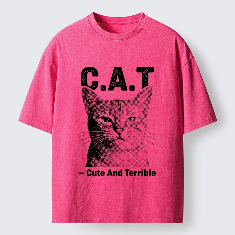 Tokyo-Tiger Cute Terrible Cat Washed T-Shirt
