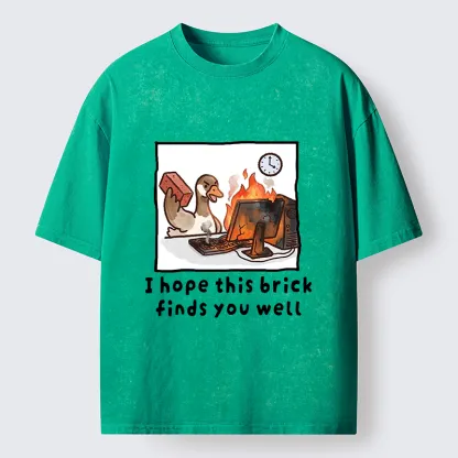 Tokyo-Tiger Office Angry Duck Graphic Washed T-Shirt