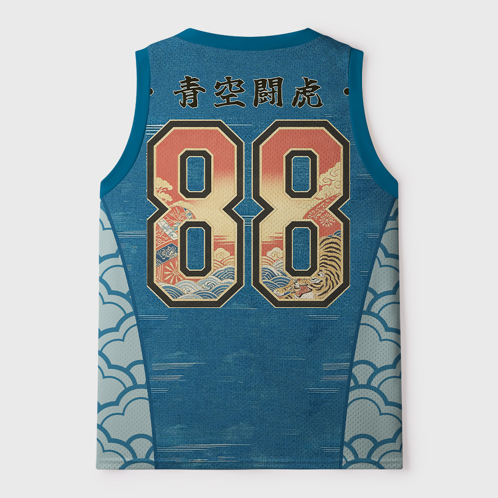 Tokyo-Tiger Blue Sky Japanese Samurai Mesh Tank Top