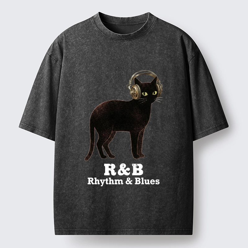Tokyo‑Tiger Cat Headphone Groove Washed T-Shirt