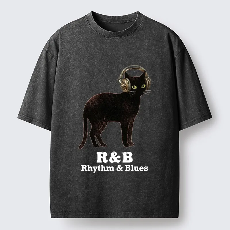 Tokyo‑Tiger Cat Headphone Groove Washed T-Shirt