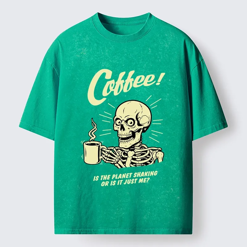 Tokyo‑Tiger Funny Skull Coffee Washed T‑Shirt