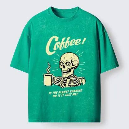 Tokyo‑Tiger Funny Skull Coffee Washed T‑Shirt