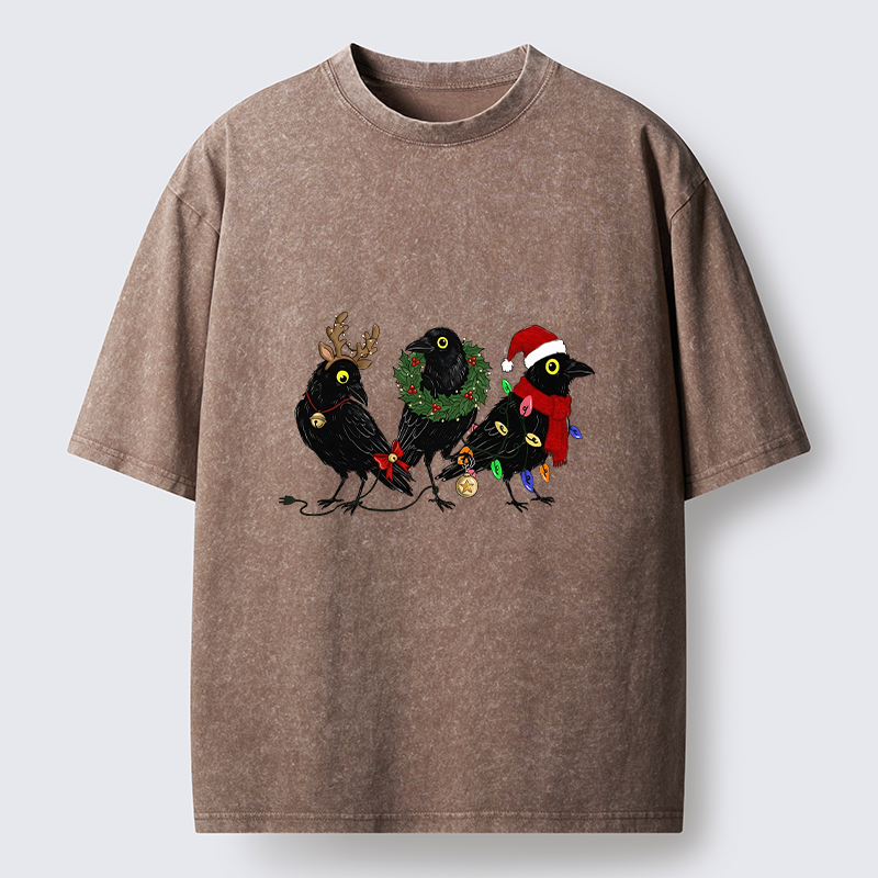 Tokyo-Tiger Funny Christmas Crow Meme Washed T-Shirt