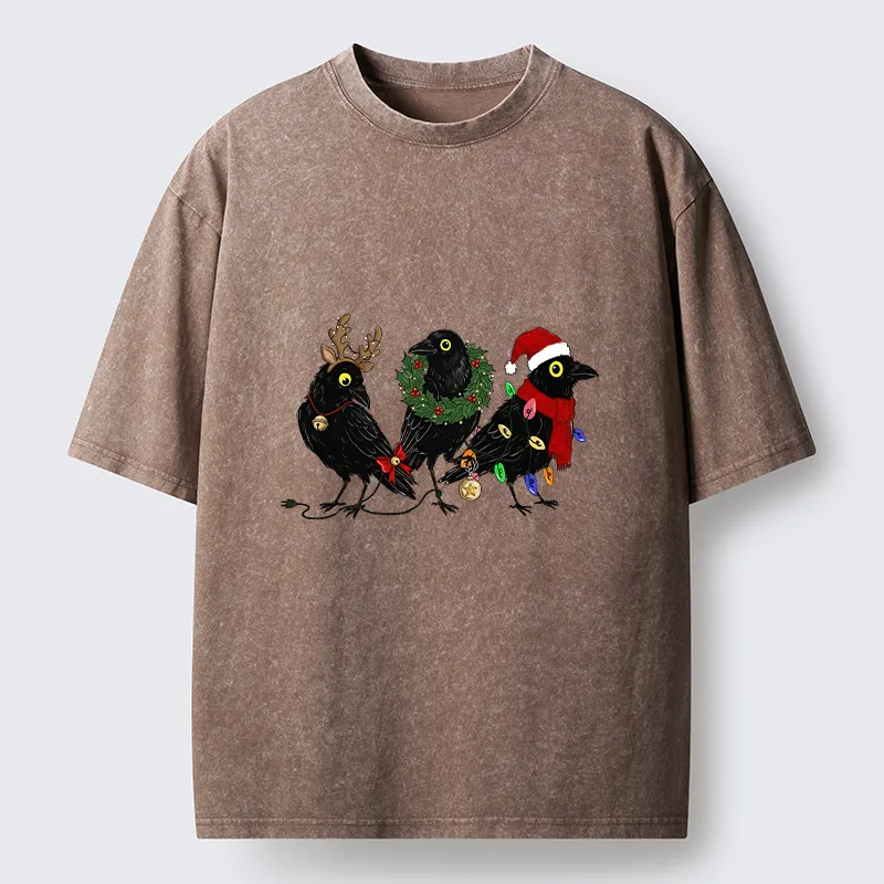Tokyo-Tiger Funny Christmas Crow Meme Washed T-Shirt