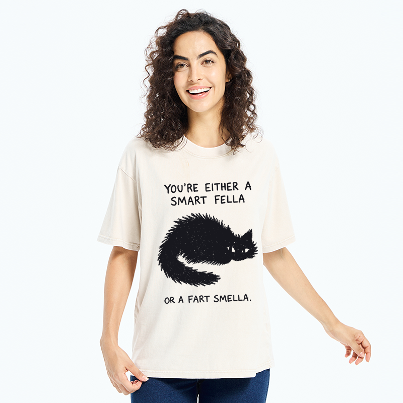 Tokyo-Tiger "Smart Fella" Punny Cat Washed T-Shirt