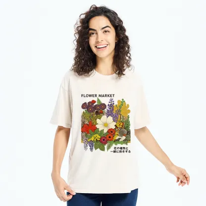 Tokyo-Tiger Vintage Flower Market Blooms Washed T-Shirt