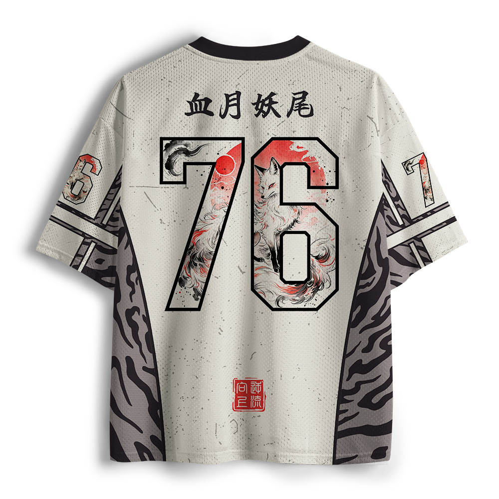 Tokyo-Tiger Red Moon Nine-Tailed Fox Mesh Jersey