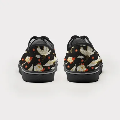 Tokyo-Tiger Celestial Cranes And Blossoms Canvas Shoes