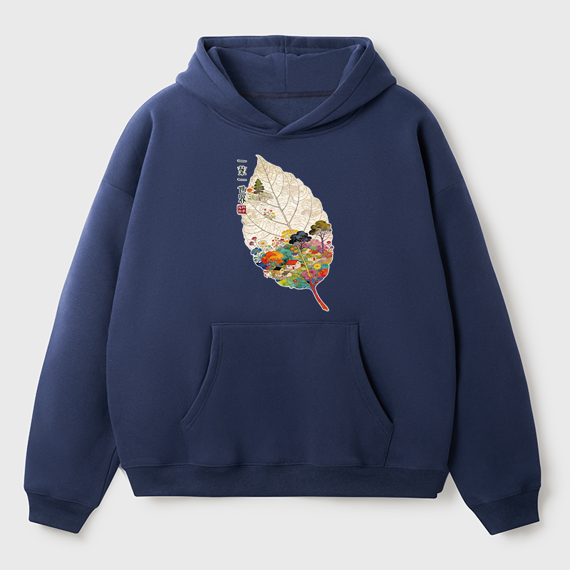 Tokyo-Tiger One Leaf Holds A Tiny Colorful World Adult Fleece Hoodie