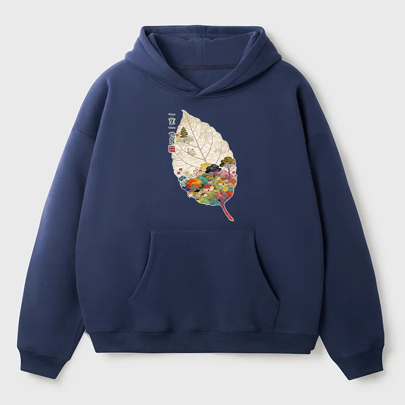 Tokyo-Tiger One Leaf Holds A Tiny Colorful World Adult Fleece Hoodie
