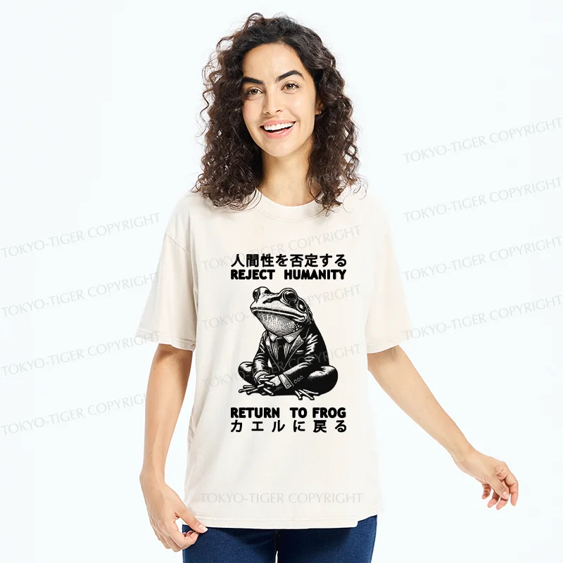 Tokyo-Tiger Reject Humanity Work Frog Washed T-Shirt