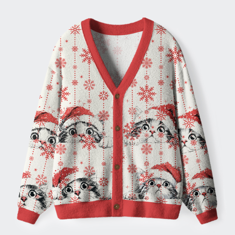 Tokyo-Tiger The Curious Christmas Cat Ugly Cardigan Sweater