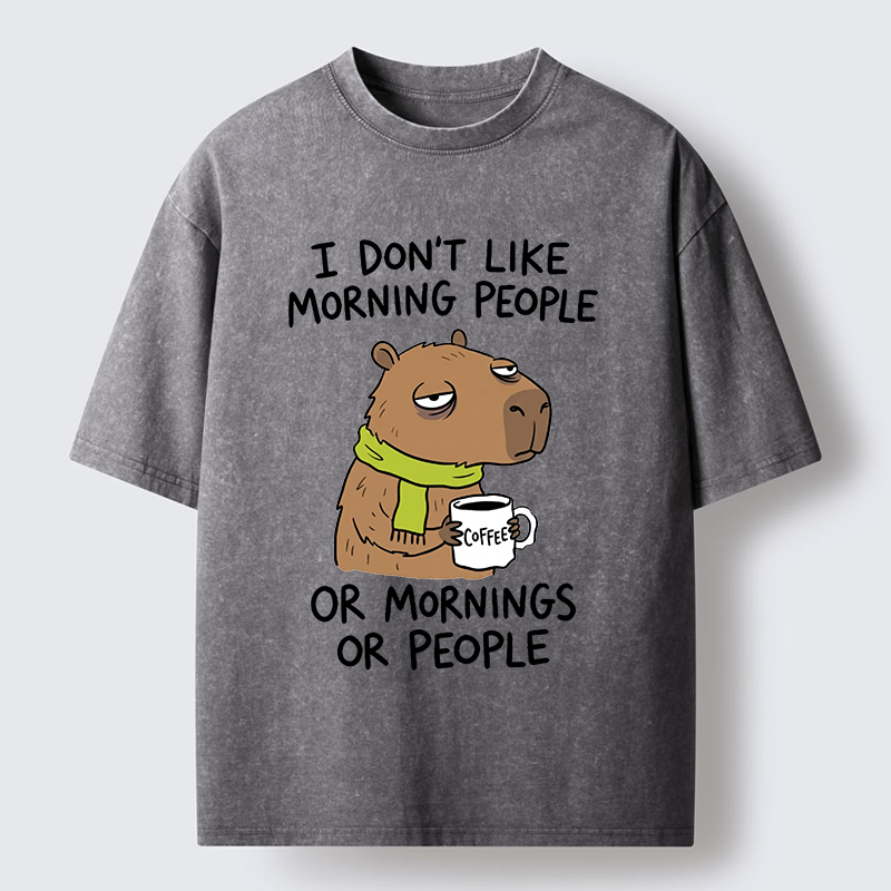 Tokyo-Tiger Funny Tired Morning Capybara Meme Washed T-Shirt