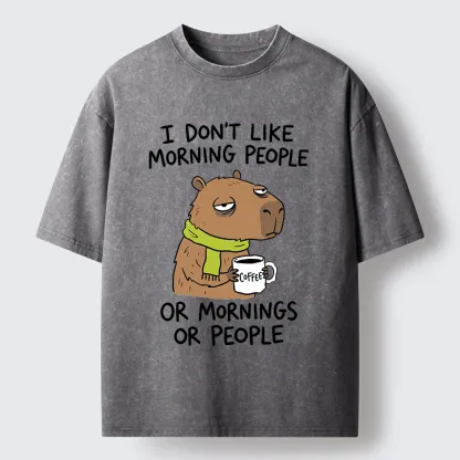 Tokyo-Tiger Funny Tired Morning Capybara Meme Washed T-Shirt