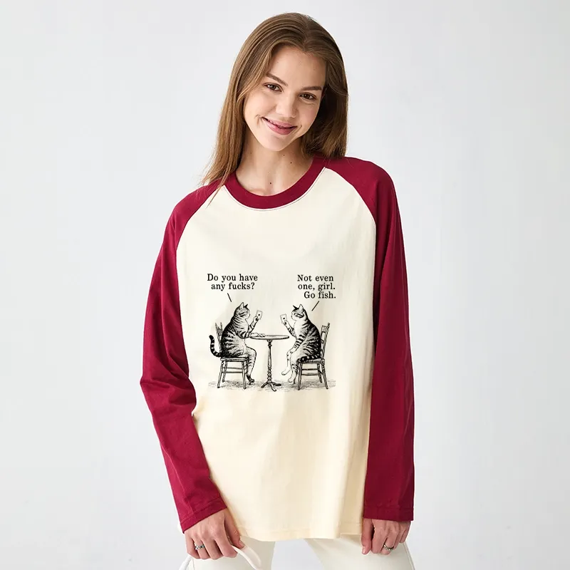 Tokyo-Tiger Cat Poker Night Raglan Long Sleeve T-shirt