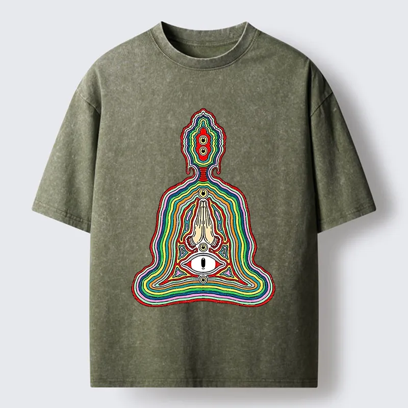 Tokyo-Tiger Colorful Multi Eye Buddha Washed T-Shirt