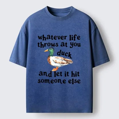 Tokyo-Tiger Funny Duck Life Trouble Meme Washed T-Shirt