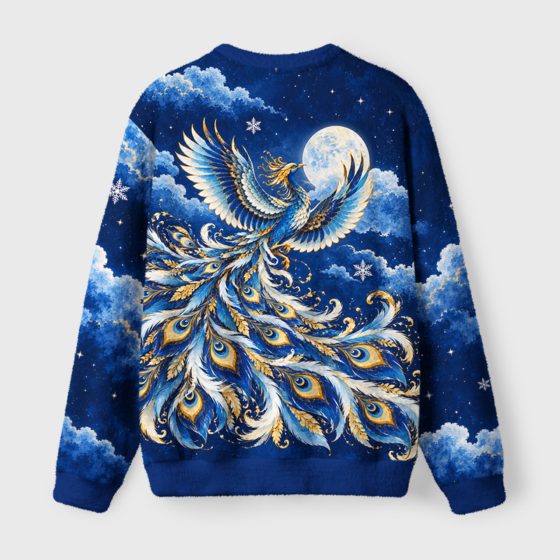 Tokyo-Tiger Blue Golden Night Phoenix Fuzzy Christmas Ugly Sweatshirt