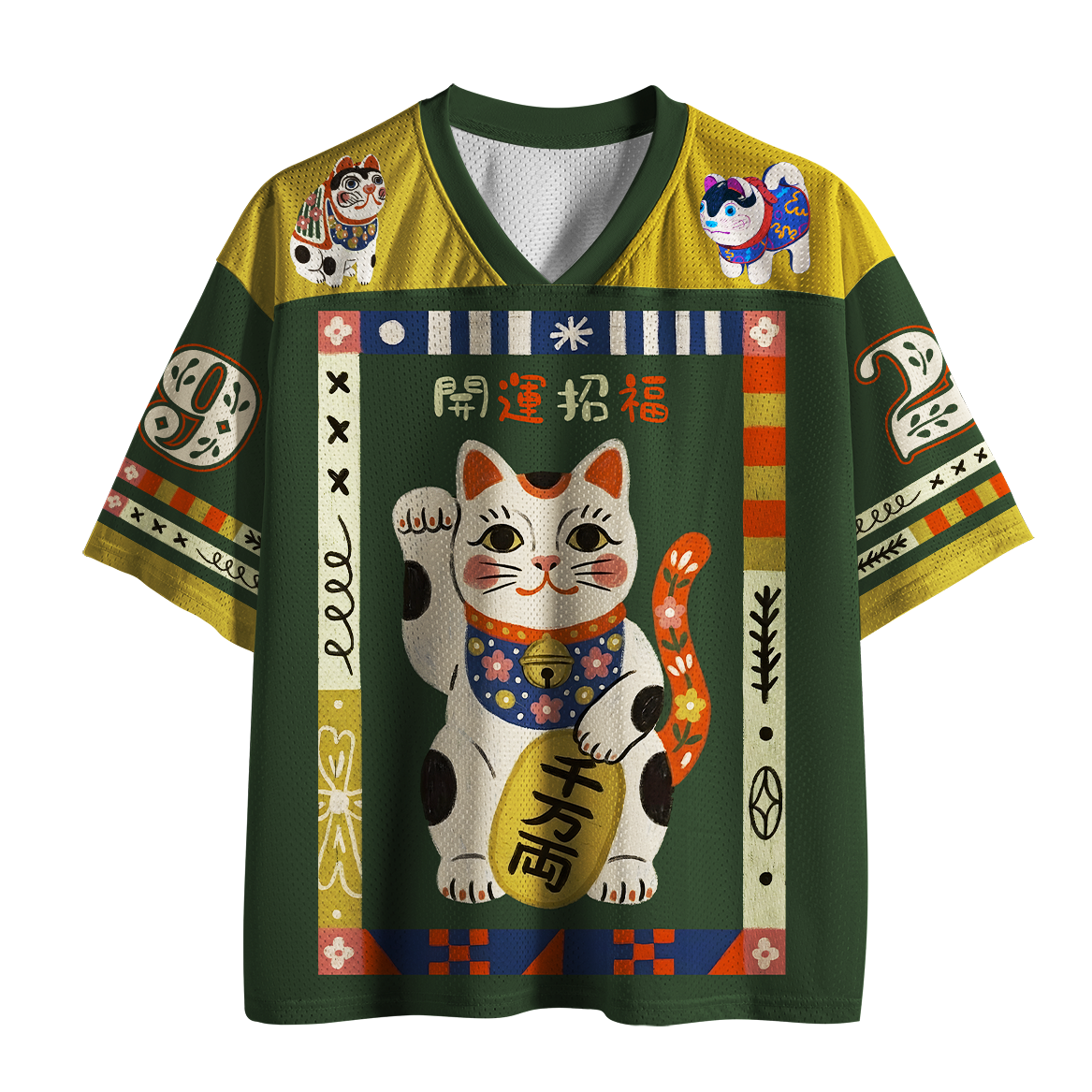 Tokyo-Tiger Maneki-neko Lucky Fortune Mesh Jersey