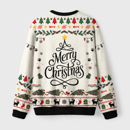 Tokyo-Tiger Funny Wild Cat Christmas Chaos Fuzzy Christmas Ugly Sweatshirt