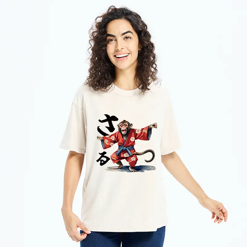 Tokyo-Tiger Dancing Monkey Washed T-Shirt