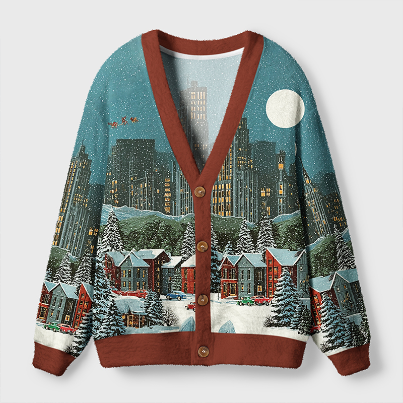 Tokyo-Tiger Cozy Winter In The City Ugly Cardigan Sweater Sale