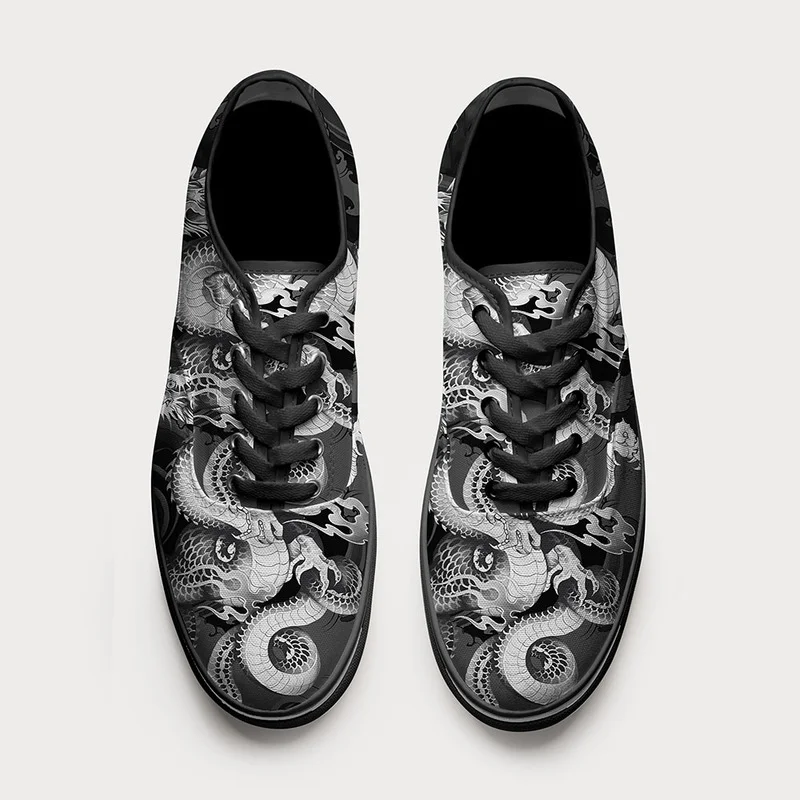 Tokyo-Tiger Majestic Dragon Entwined Canvas Shoes