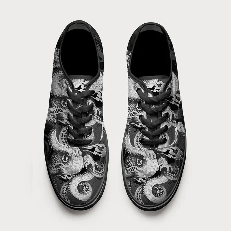 Tokyo-Tiger Majestic Dragon Entwined Canvas Shoes