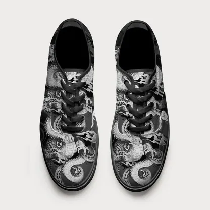 Tokyo-Tiger Majestic Dragon Entwined Canvas Shoes