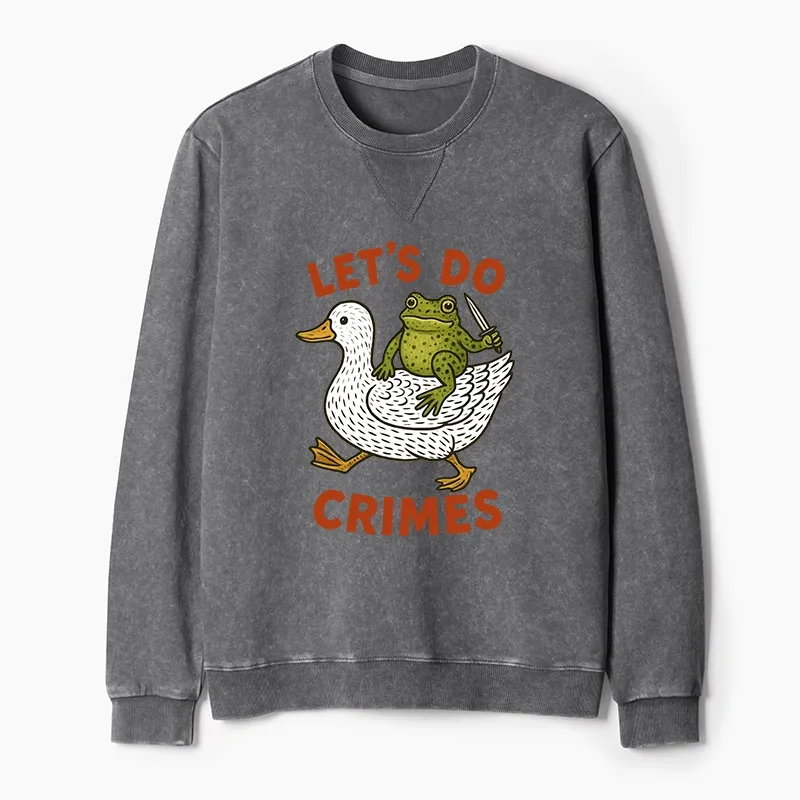Tokyo-Tiger Frog Ready To Commit Crime Washed Terry Sweatshirt