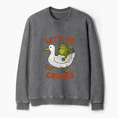 Tokyo-Tiger Frog Ready To Commit Crime Washed Terry Sweatshirt