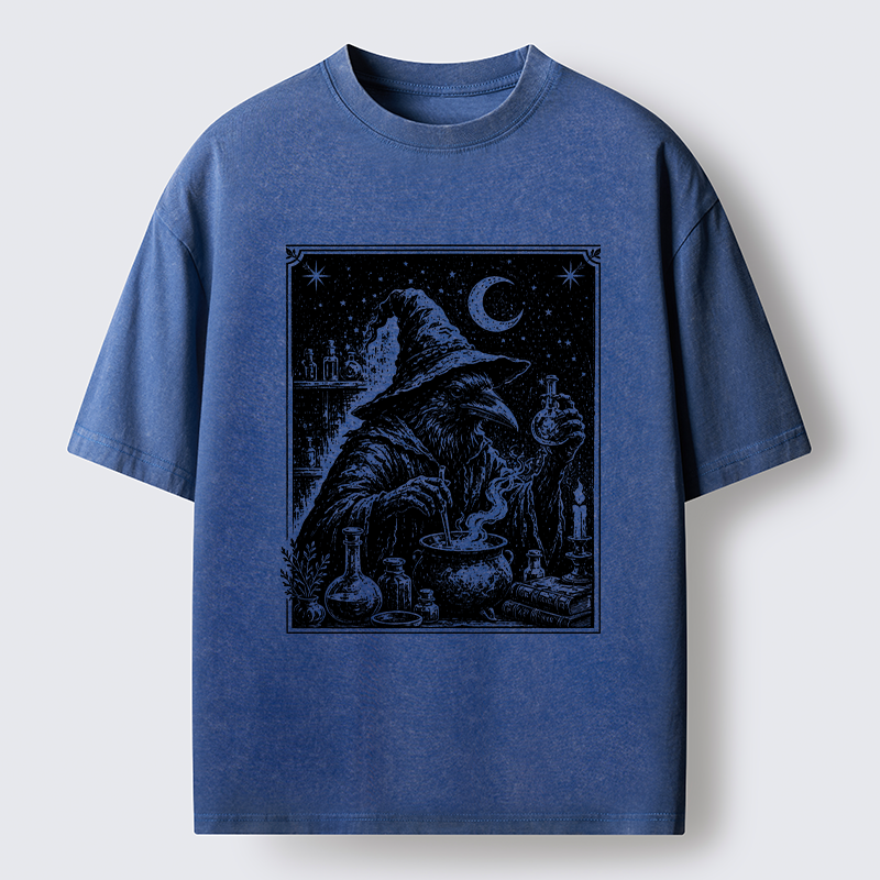 Tokyo-Tiger Funny Magical Raven Washed T-Shirt