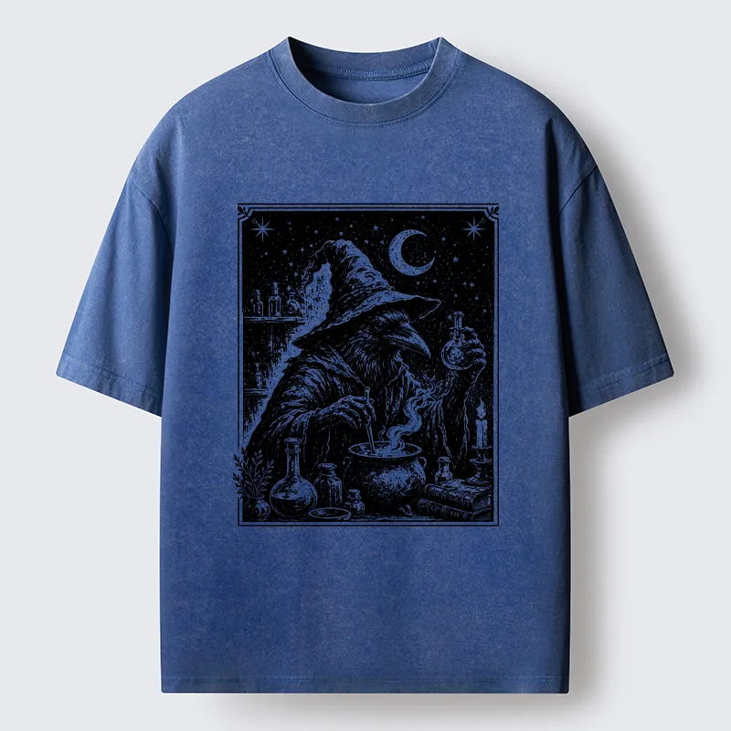 Tokyo‑Tiger Funny Magical Raven Washed T‑Shirt Sale