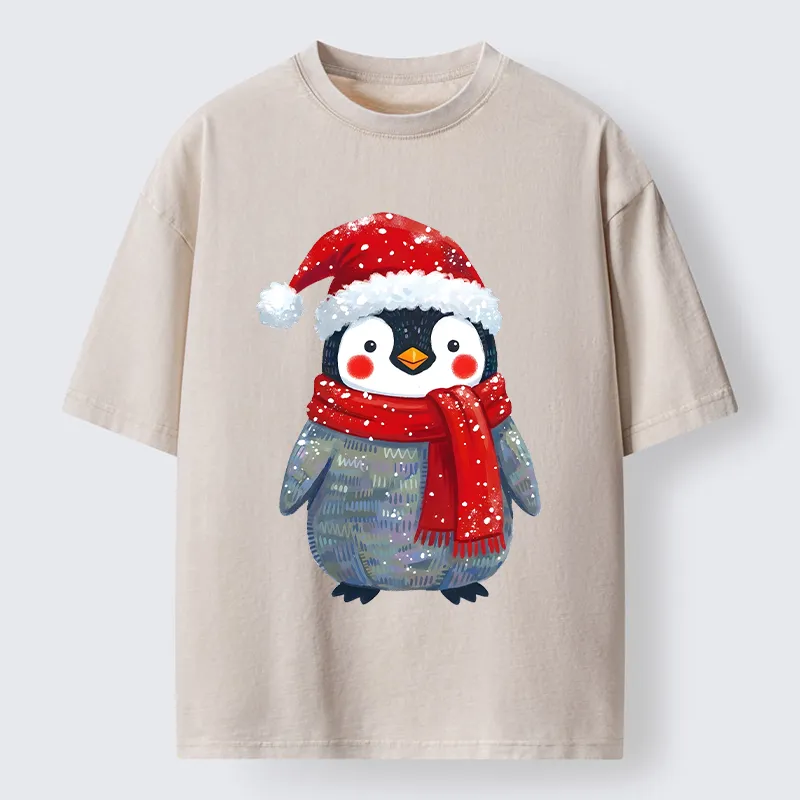 Tokyo‑Tiger Cute Christmas Penguin Meme Washed T‑Shirt Sale