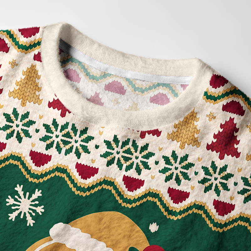 Tokyo-Tiger Gingerbread Man Xmas Holiday Fuzzy Christmas Ugly Sweatshirt