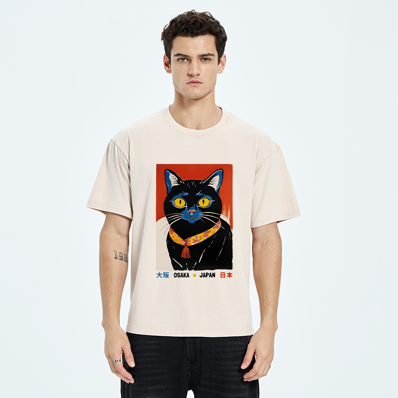 Tokyo-Tiger Japanese Cat Poster Washed T-Shirt