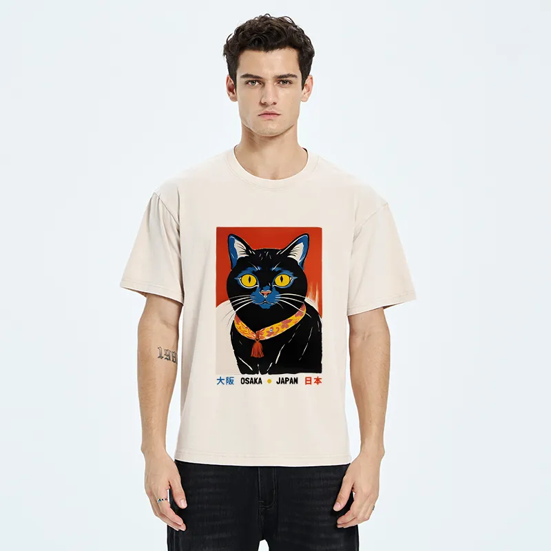 Tokyo-Tiger Japanese Cat Poster Washed T-Shirt