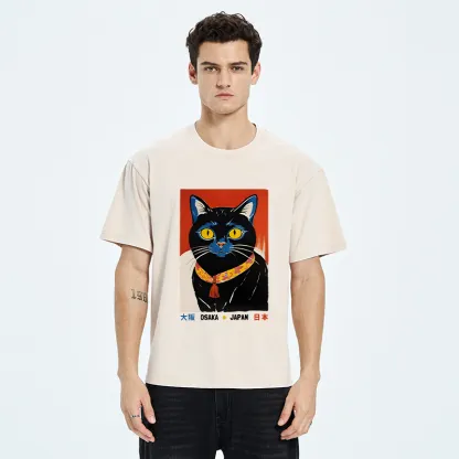 Tokyo-Tiger Japanese Cat Poster Washed T-Shirt