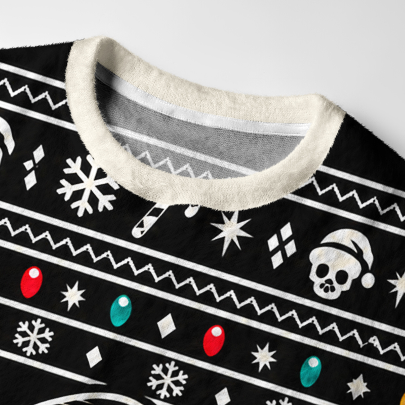 Tokyo-Tiger Skull With Lights Fuzzy Christmas Ugly Sweatshirt