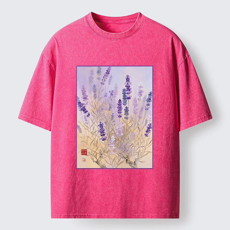 Tokyo-Tiger Lavender Bloom Art Washed T-Shirt