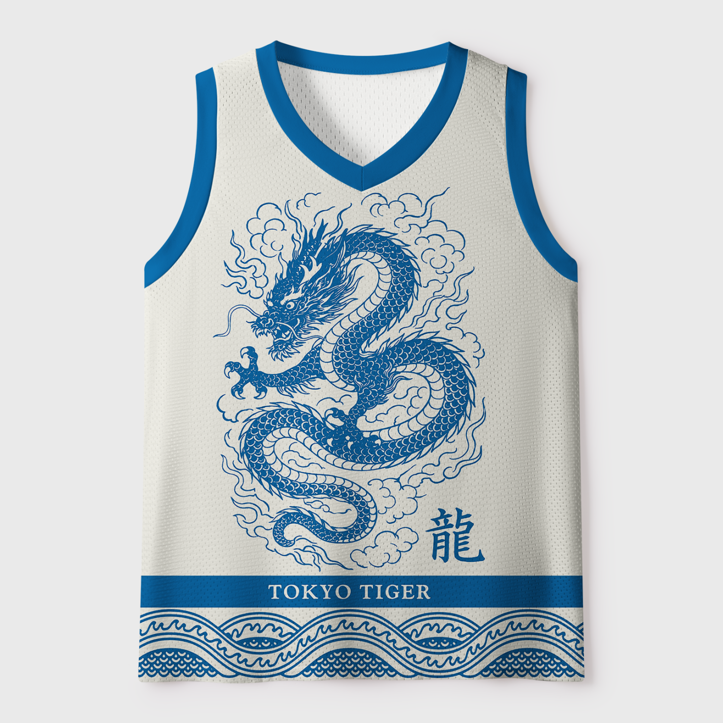 Tokyo-Tiger Azure Dragon Porcelain Mesh Tank Top
