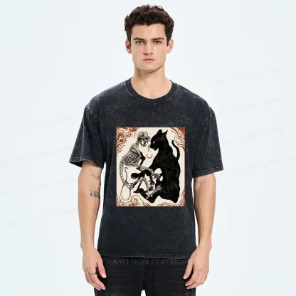 Tokyo-Tiger Twin Cats Washed T-Shirt